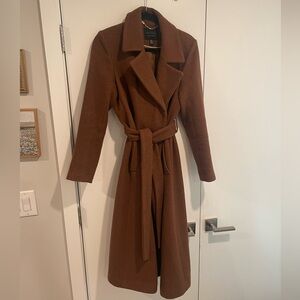 Long Brown Wrap Coat - S